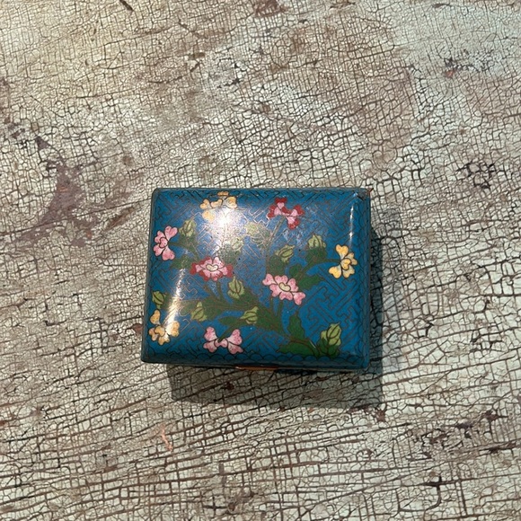 Antique Turquoise Chinese Cloisonné and brass Box, Circa 1900 Cigarette Trinket - Picture 2 of 9